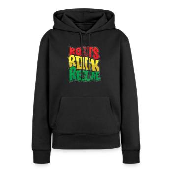 Roots reggae rock - Sweat à capuche Premium bio Femme - noir - Devant - Julia (174cm)