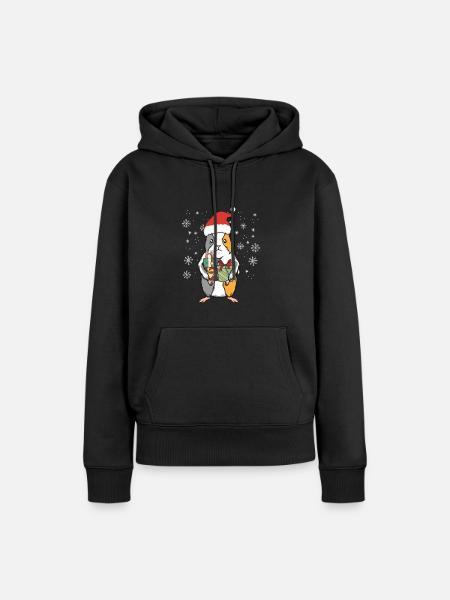 Meerschweinchen Tier Weihnachten Santa Geschenk - Frauen Premium Bio Hoodie - Schwarz