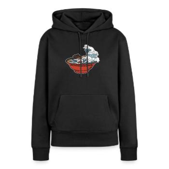 Cadeau de plat de pâtes Ramen noodle tsunami Japan - Sweat à capuche Premium bio Femme - noir - Devant - Julia (174cm)