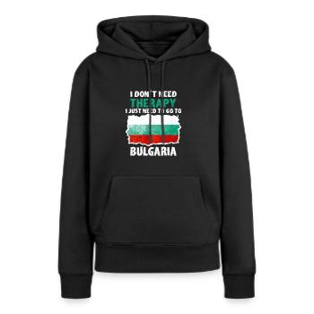 Bulgarie - Sweat à capuche Premium bio Femme - noir - Devant - Julia (174cm)