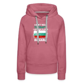 Bulgarie - Sweat à capuche Premium bio Femme - mauve - Devant - Isabella (175cm)