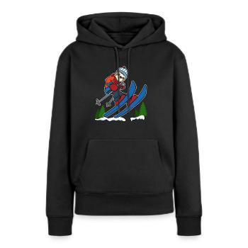 Skifahren Faultier Skiurlaub Wintersport Geschenk - Frauen Premium Bio Hoodie - Schwarz - Vorne - Julia (174cm)
