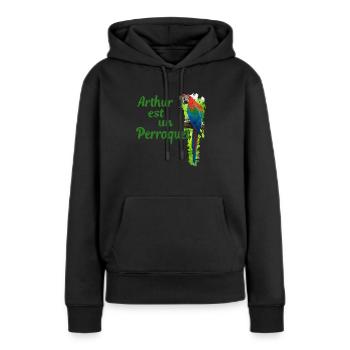 Arthur the parrot is learning French - Women’s Premium Organic Hoodie - black - Front - Julia (174cm)