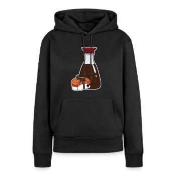 Sushi & Soja Sauce Flasche Japan Lustig Geschenk - Frauen Premium Bio Hoodie - Schwarz - Vorne - Julia (174cm)