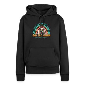 End The Stigma Mental Health Matters - Sweat à capuche Premium bio Femme - noir - Devant - Julia (174cm)