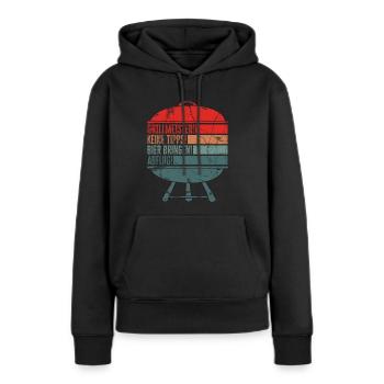 Grillmeister Papa BBQ Grillen Grillabend Grillsais - Frauen Premium Bio Hoodie - Schwarz - Vorne - Julia (174cm)