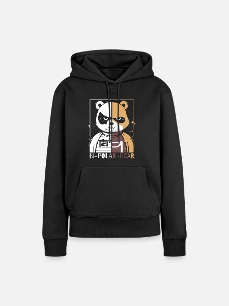 Bipolarer Polar Bär oder Eisbär - Frauen Premium Bio Hoodie - Schwarz