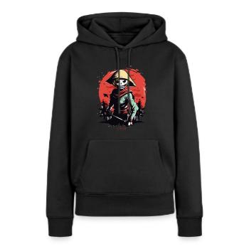 Schlanker Reisbauer Zombie Samurai - Frauen Premium Bio Hoodie - Schwarz - Vorne - Julia (174cm)