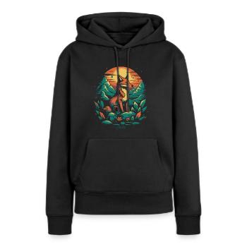 Un renard dans les champs - Sweat à capuche Premium bio Femme - noir - Devant - Julia (174cm)