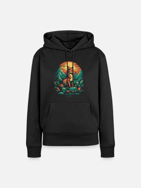 Ein Fuchs auf dem Feld - Frauen Premium Bio Hoodie - Schwarz