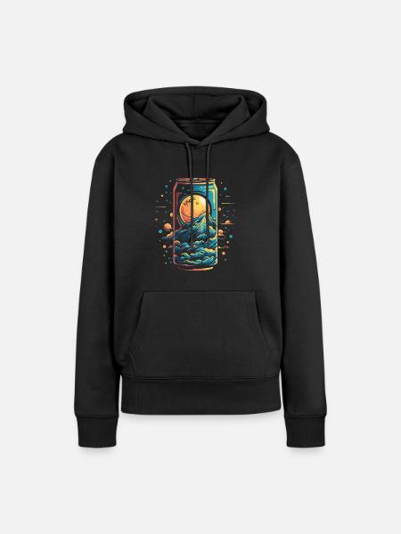 Weltraum-Universum Getränkedose - Frauen Premium Bio Hoodie - Schwarz