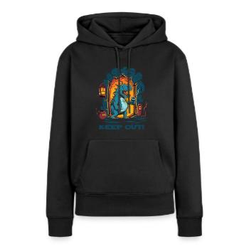 Lustiger Kerker-Drache: Zutritt verboten - Frauen Premium Bio Hoodie - Schwarz - Vorne - Julia (174cm)