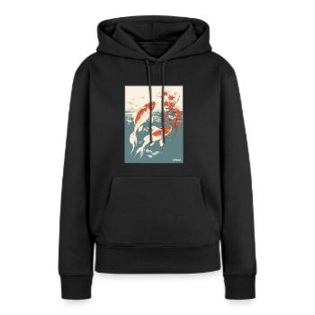 Parodie japanisches Werbeplakat Koi-Fisch - Frauen Premium Bio Hoodie - Schwarz - Vorne - Julia (174cm)