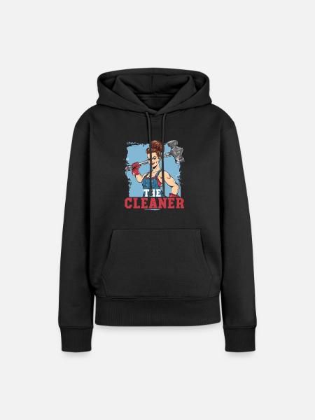 Eine Putzfrau mit einem großen Hammer - Dame Premium hoodie, økologisk bomuld - sort