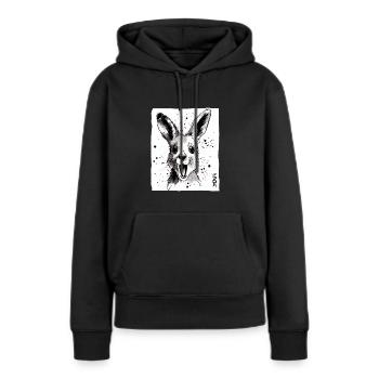 Encre et kangourou - Sweat à capuche Premium bio Femme - noir - Devant - Julia (174cm)
