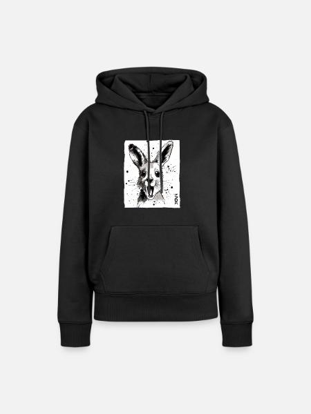 Tinte und Känguru - Frauen Premium Bio Hoodie - Schwarz