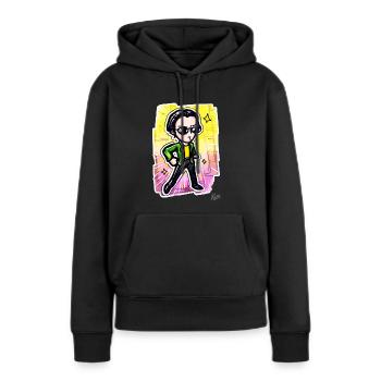 Der coole Typ aus dem Matrix-Film - Frauen Premium Bio Hoodie - Schwarz - Vorne - Julia (174cm)