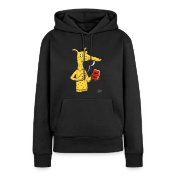 Créature fourmilier avec une brique - Sweat à capuche Premium bio Femme - noir - Devant - Julia (174cm)