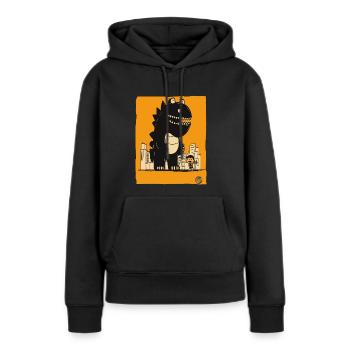Le sympathique monstre Kaiju - Sweat à capuche Premium bio Femme - noir - Devant - Julia (174cm)