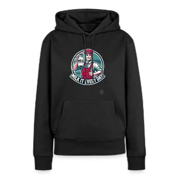 Milkman Thumbs Up – Lait quotidien - Sweat à capuche Premium bio Femme - noir - Devant - Julia (174cm)