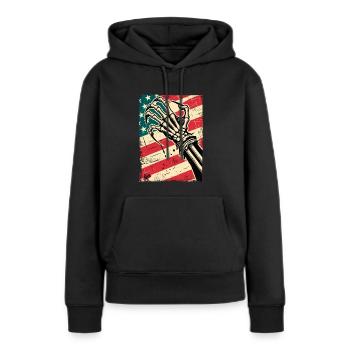 USA-Flagge und Kralle des Amerikanischer Albtraum - Frauen Premium Bio Hoodie - Schwarz - Vorne - Julia (174cm)