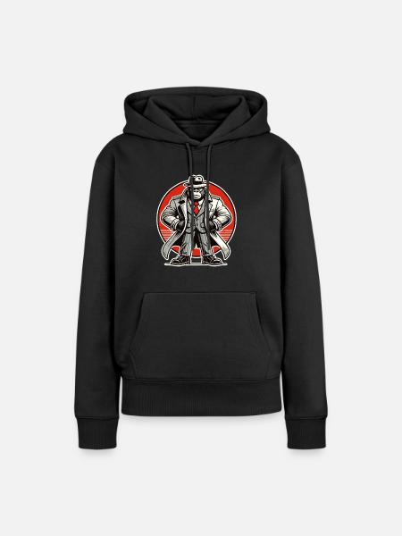 Detektiv-Gorilla - Frauen Premium Bio Hoodie - Schwarz