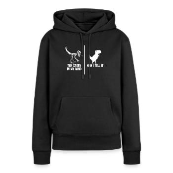 impression drôle - Sweat à capuche Premium bio Femme - noir - Devant - Julia (174cm)