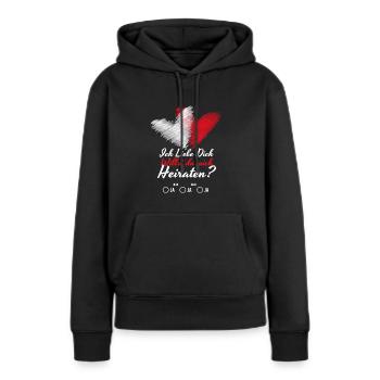 Willst du mich Heiraten Hochzeit Antrag - Frauen Premium Bio Hoodie - Schwarz - Vorne - Julia (174cm)