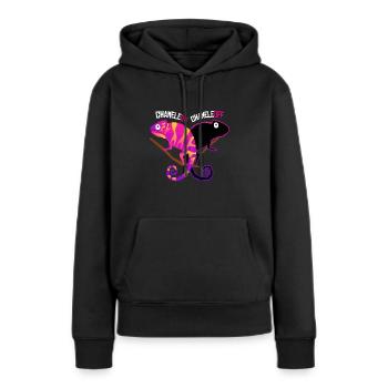 Chamäleon Chameleoff Reptil Echse - Frauen Premium Bio Hoodie - Schwarz - Vorne - Julia (174cm)