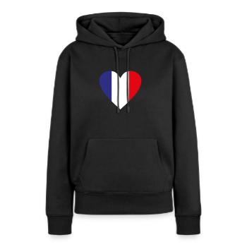 Frankreich - Frauen Premium Bio Hoodie - Schwarz - Vorne - Julia (174cm)