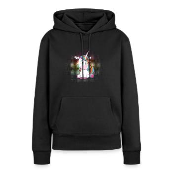 doux Unicorn - Sweat à capuche Premium bio Femme - noir - Devant - Julia (174cm)