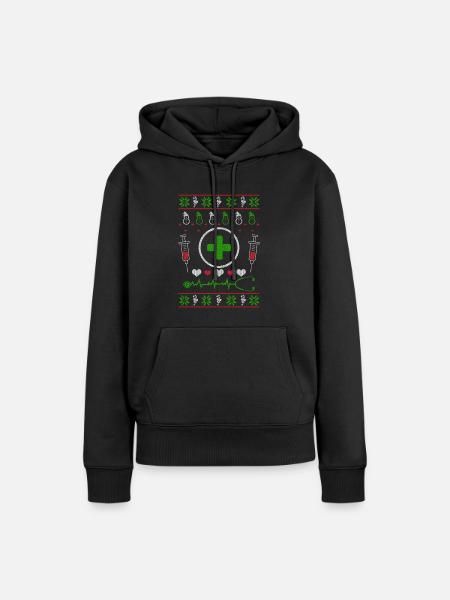 Krankenschwester Pflegeberuf Ugly Christmas - Frauen Premium Bio Hoodie - Schwarz