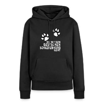 die mit dem deutschen schaeferhund geht shirt - Frauen Premium Bio Hoodie - Schwarz - Vorne - Julia (174cm)