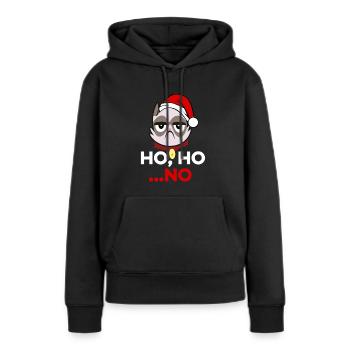 Ho Ho Pas drôle Hater Cat Cat Hater grincheux - Sweat à capuche Premium bio Femme - noir - Devant - Julia (174cm)