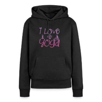Ich liebe Yoga Geschenk Namaste Shanti Herz Joga - Frauen Premium Bio Hoodie - Schwarz - Vorne - Julia (174cm)