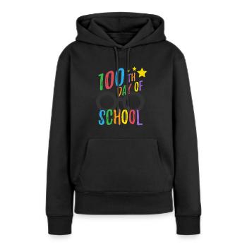 100e jour d'école T pour les enseignants et les étudiants - Sweat à capuche Premium bio Femme - noir - Devant - Julia (174cm)