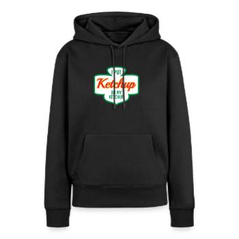 JE METS KETCHUP SUR MON KETCHUP - Sweat à capuche Premium bio Femme - noir - Devant - Julia (174cm)