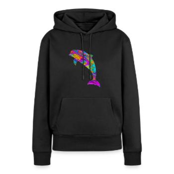 poisson mammifère aquatique cadeau Dolphin - Sweat à capuche Premium bio Femme - noir - Devant - Julia (174cm)