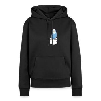 Perruche cadeau poche poitrine Cartoon Kawaii - Sweat à capuche Premium bio Femme - noir - Devant - Julia (174cm)