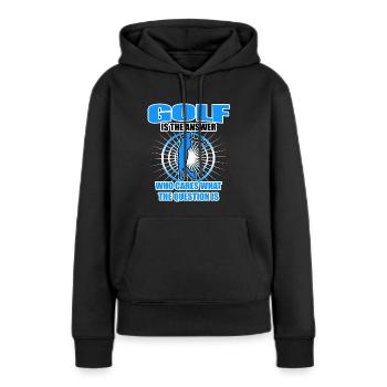 Golf Geschenk - Frauen Premium Bio Hoodie - Schwarz - Vorne - Julia (174cm)