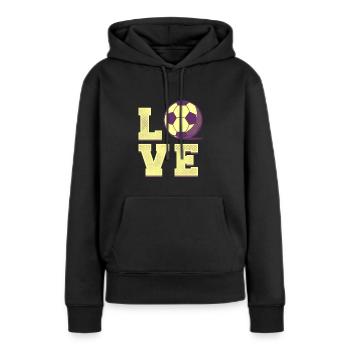 I love Soccer Gift - Frauen Premium Bio Hoodie - Schwarz - Vorne - Julia (174cm)