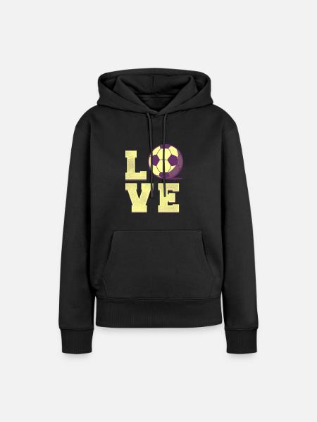 I love Soccer Gift - Frauen Premium Bio Hoodie - Schwarz