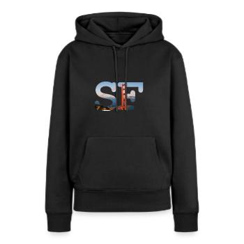 San Francisco - Sweat à capuche Premium bio Femme - noir - Devant - Julia (174cm)