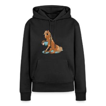 Pferd mit Kaffee Geschenk Reiterin Reitsport - Frauen Premium Bio Hoodie - Schwarz - Vorne - Julia (174cm)