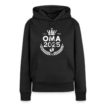 Oma 2025 - Frauen Premium Bio Hoodie - Schwarz - Vorne - Julia (174cm)