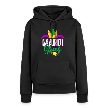Fête de Mardi Gras 2018 - Carnaval - mardi gras - Sweat à capuche Premium bio Femme - noir - Devant - Julia (174cm)