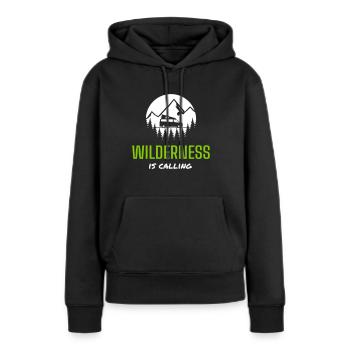 Wilderness is Calling Nugget Camper Design - Frauen Premium Bio Hoodie - Schwarz - Vorne - Julia (174cm)