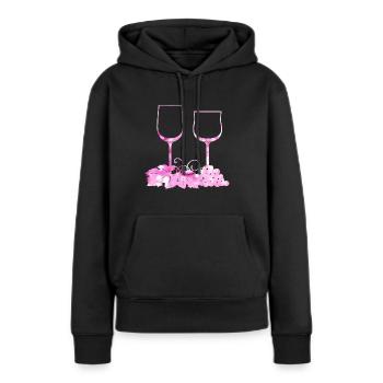 Weingläser Weinrebe Weinblatt - Frauen Premium Bio Hoodie - Schwarz - Vorne - Julia (174cm)