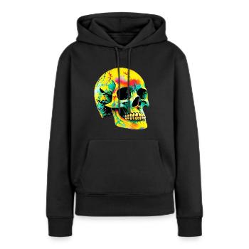 Totenkopf - Frauen Premium Bio Hoodie - Schwarz - Vorne - Julia (174cm)