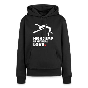 Ich Liebe Hochsprung - Frauen Premium Bio Hoodie - Schwarz - Vorne - Julia (174cm)